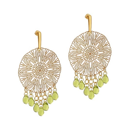 Ażurowe kolczyki ze szklanymi kropelkami