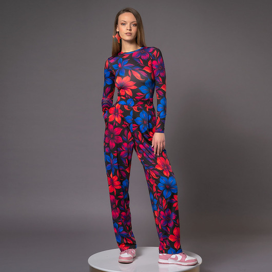 Bluzka basic z długim rękawem - Flower Power