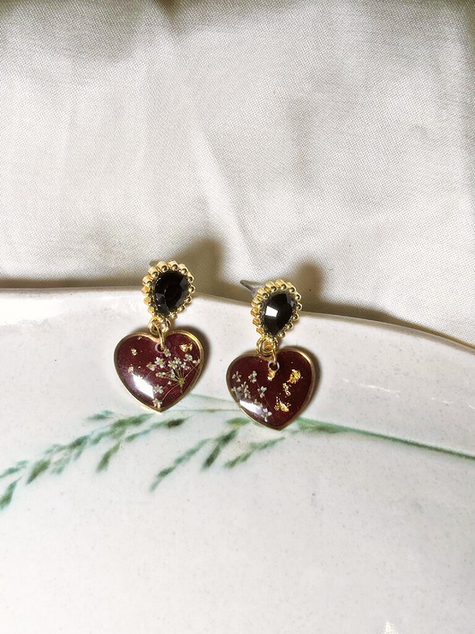 Piękne kolczyki Bordowe Serca