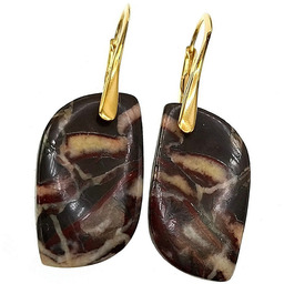 Naturalny Jaspis Kawowy Kolczyki Złote Srebro Unikat