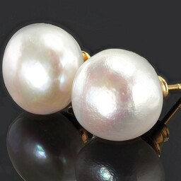 Prawdziwe Duże Perły Białe Eleganckie Kolczyki Sztyfty Złote Srebro