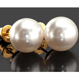 Piękne Perły Kryształowe Kolczyki White Pearl Gold Złote Srebro Certyfikat
