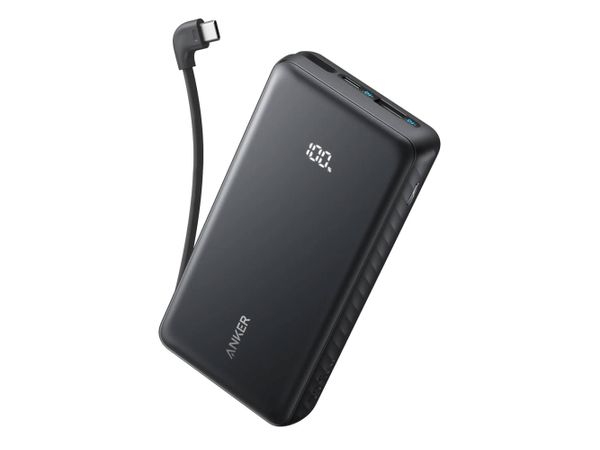 Anker Zolo Power Bank 20000mAh 22.5W Built-In USB-C Cable Black A110EH11