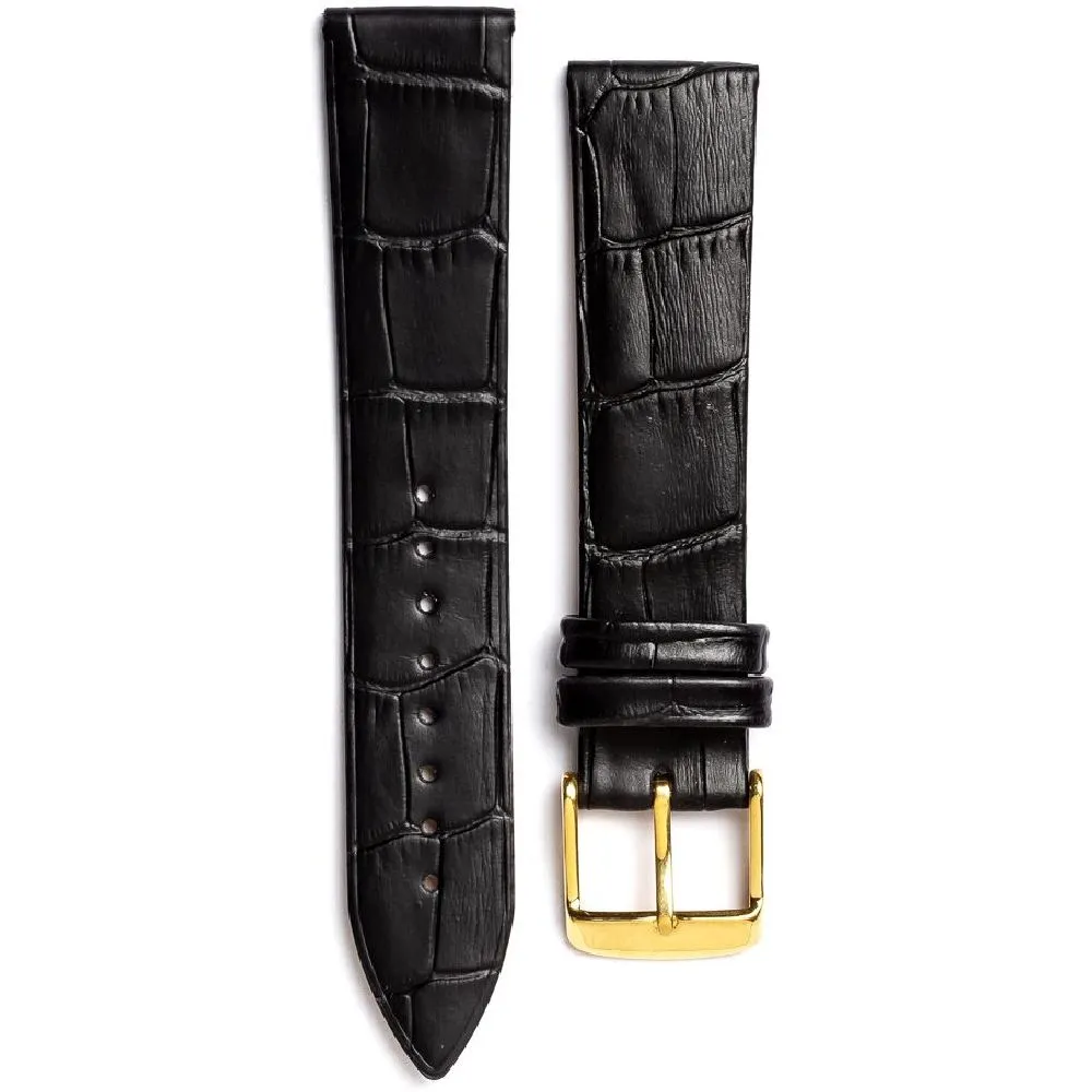 Adriatica czarny pasek skórzany 20 mm ze złotą sprzączką ★ AUTORYZOWANY SKLEP PayPo ZWROT DO 365 DNI • POLECANA OFERTA ✓