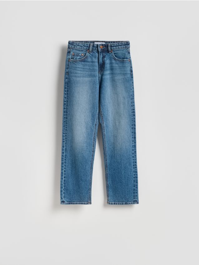 Reserved - Jeansy straight z krótszą nogawką - granatowy