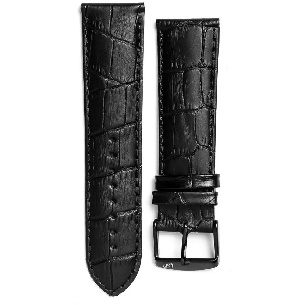 Adriatica czarny pasek skórzany 22 mm z czarną sprzączką ★ AUTORYZOWANY SKLEP PayPo ZWROT DO 365 DNI • POLECANA OFERTA ✓