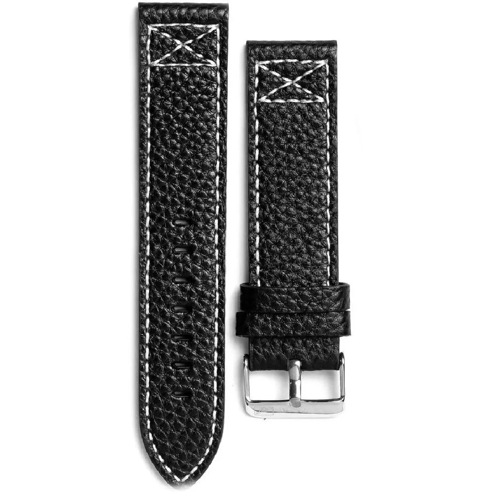 Adriatica czarny pasek skórzany 22 mm ze srebrną sprzączką ★ AUTORYZOWANY SKLEP PayPo ZWROT DO 365 DNI • POLECANA OFERTA ✓