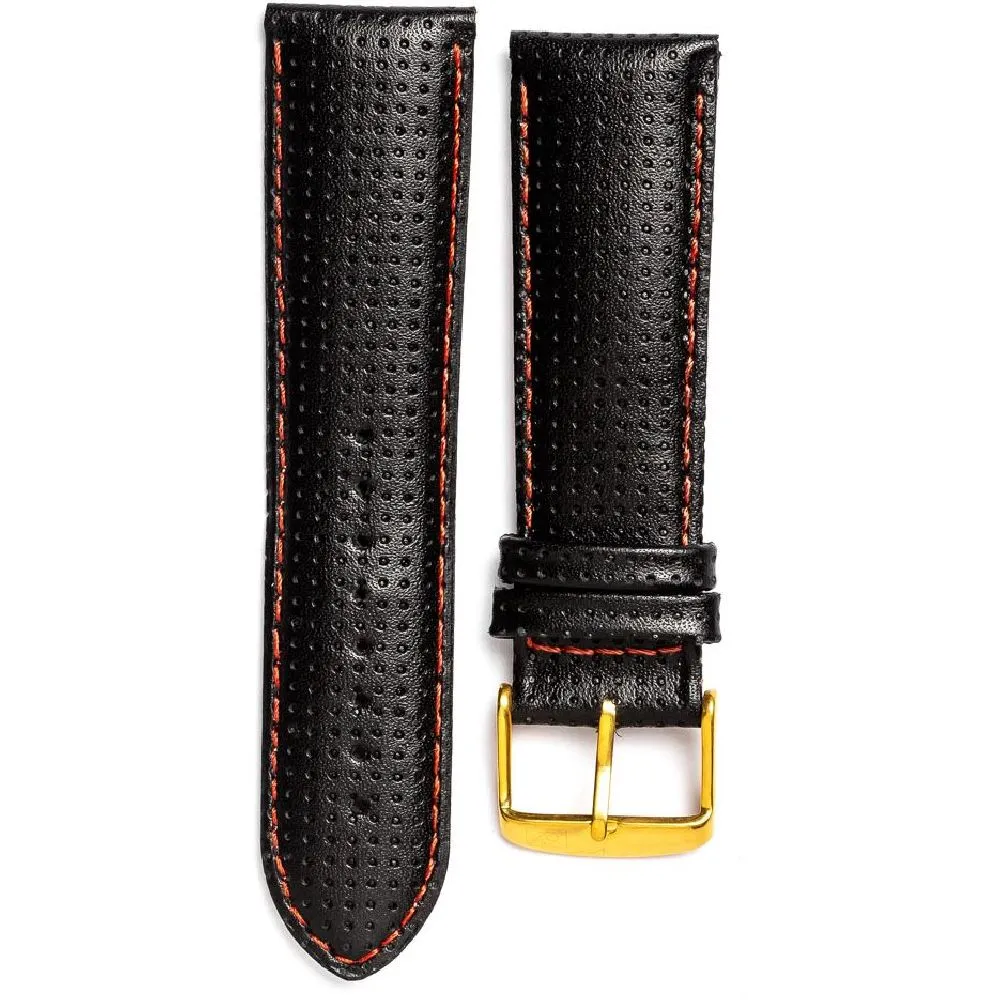 Adriatica czarny pasek skórzany 24 mm ze złotą sprzączką ★ AUTORYZOWANY SKLEP PayPo ZWROT DO 365 DNI • POLECANA OFERTA ✓