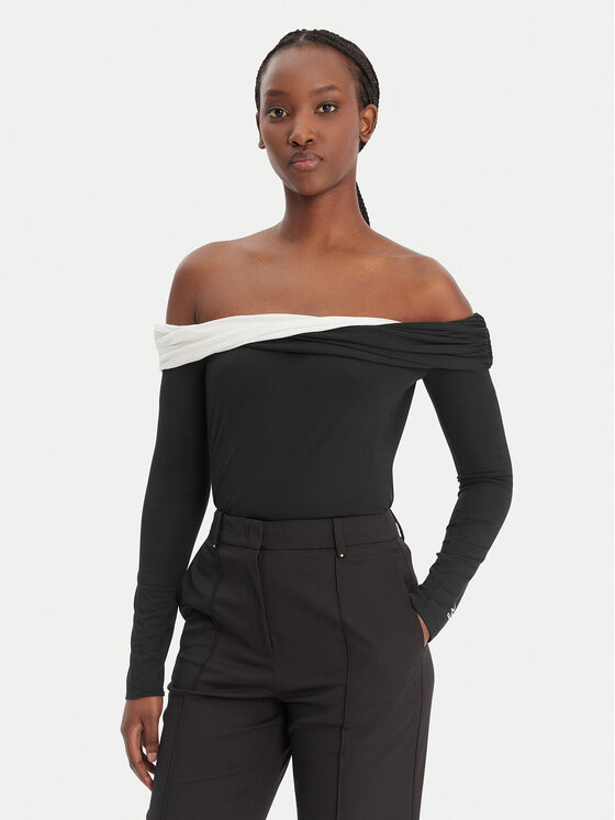 KARL LAGERFELD Bluzka B1W17009 Czarny Slim Fit