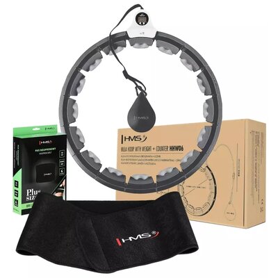 Hula hop HMS Plus Size HHW06 Czarny + pas wyszczuplający BR163 Czarny