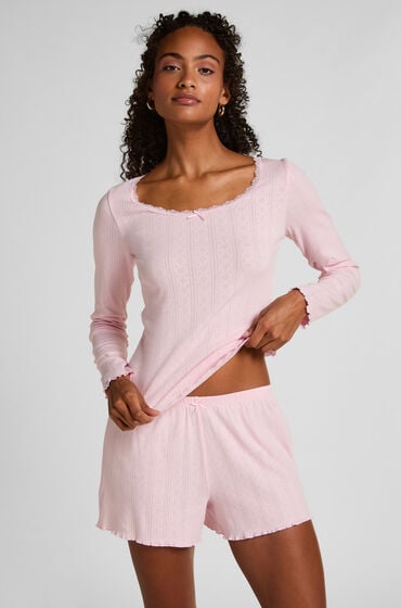 Hunkemöller Szorty Pointelle Różowy