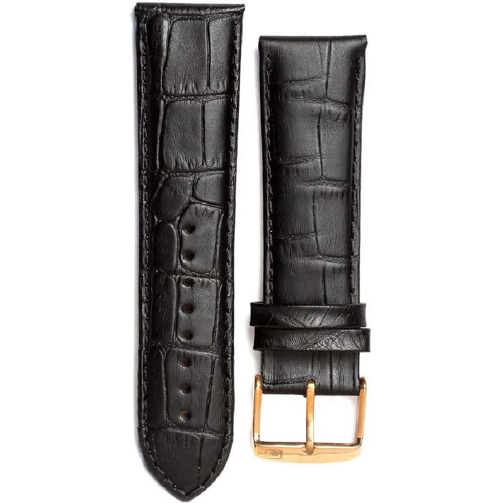 Adriatica czarny pasek skórzany 24 mm z różowozłotą sprzączką ★ AUTORYZOWANY SKLEP PayPo ZWROT DO 365 DNI • POLECANA OFERTA ✓