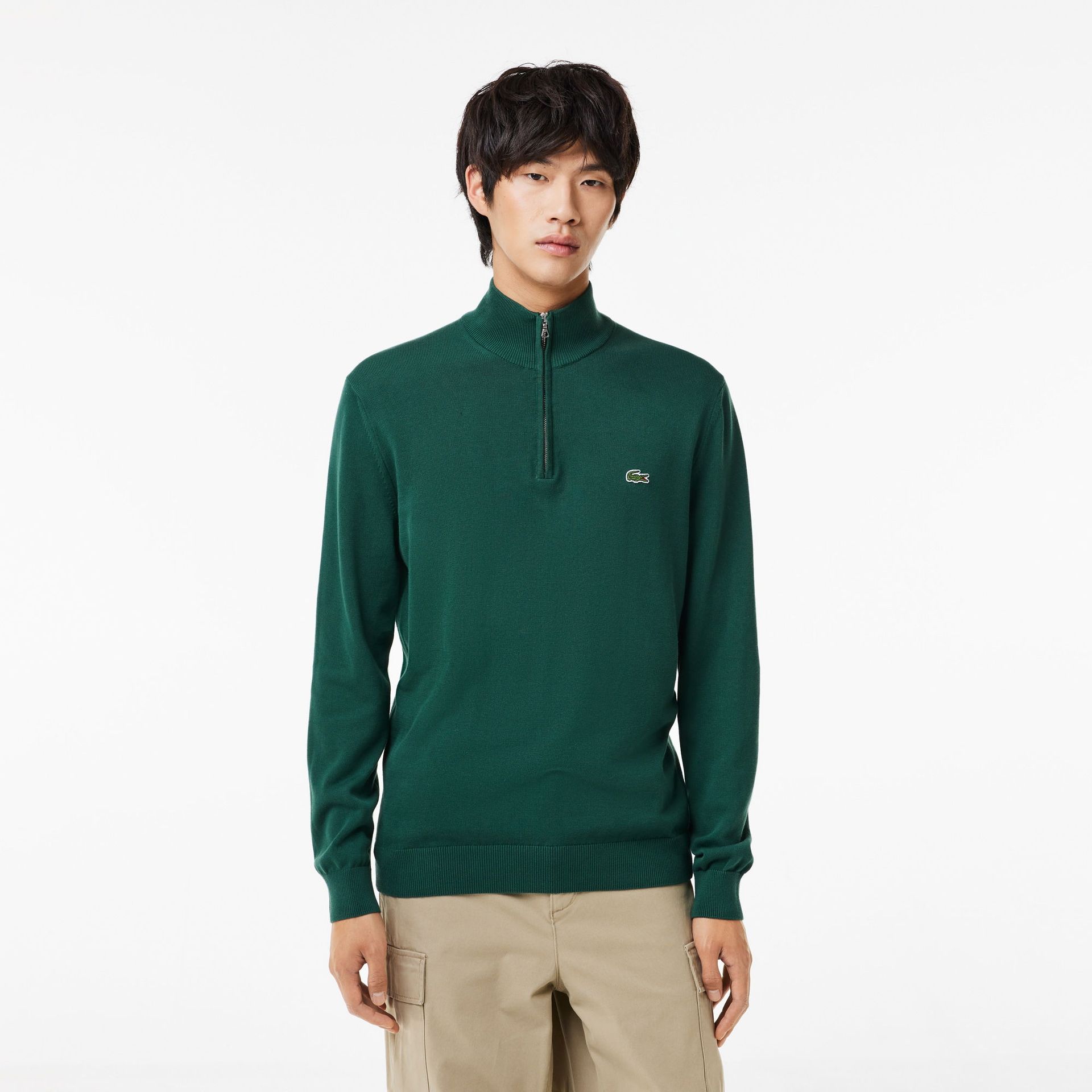 Lacoste Men's Zippered Organic Cotton Sweater