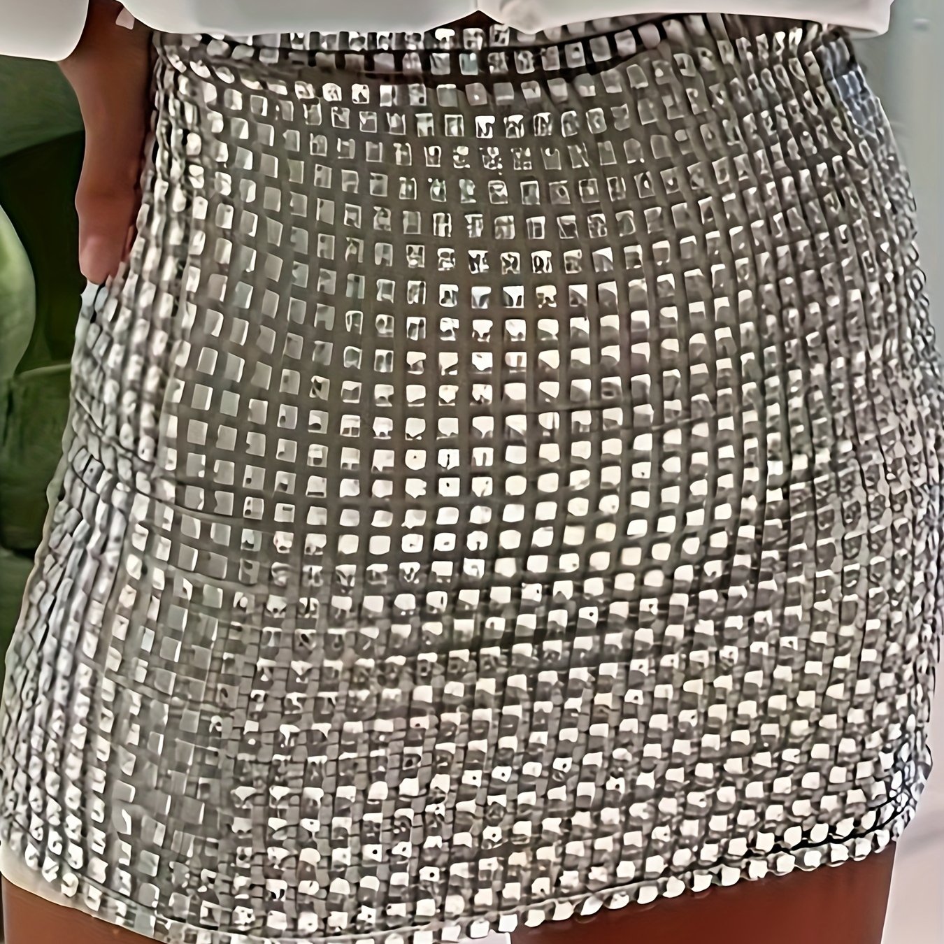 TEMU Seksowna mini spódniczka na imprezę dla kobiet w stylu western, dopasowana, z cekinami, w jednolitym kolorze, o krótkiej długości Modny krótki