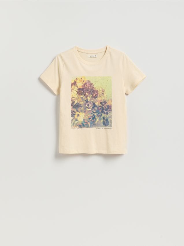 Reserved - T-shirt z nadrukiem - kremowy