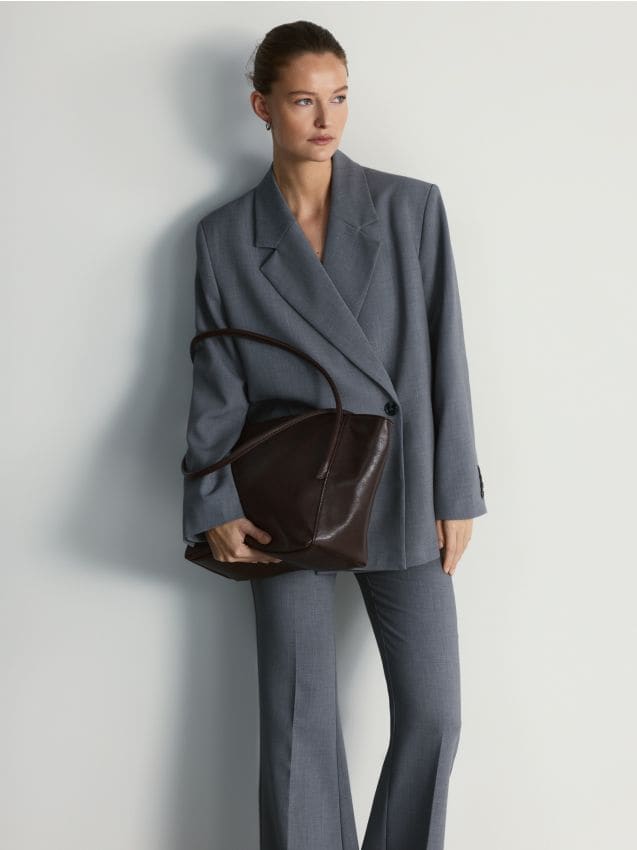 Reserved - Torebka shopper - ciemnobrązowy