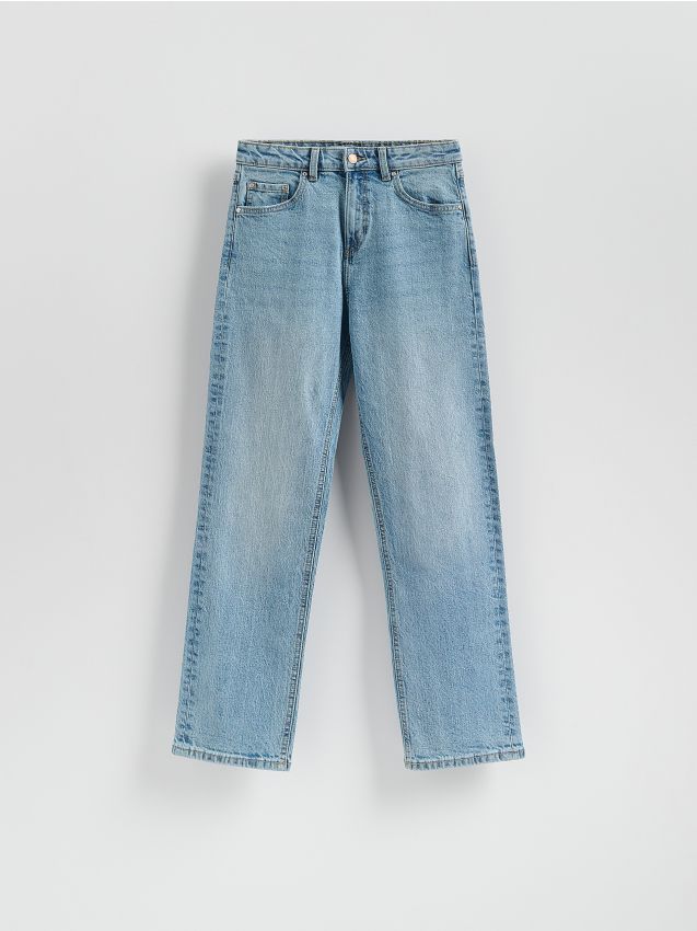 Reserved - Jeansy straight z krótszą nogawką - niebieski