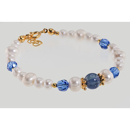 Perły Szafir Oryginalne Kryształy Wyjątkowa Bransoletka Złote Srebro Certyfikat