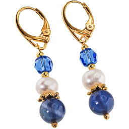 Perły Szafir Oryginalne Kryształy Przepiękne Kolczyki Złote Srebro Certyfikat