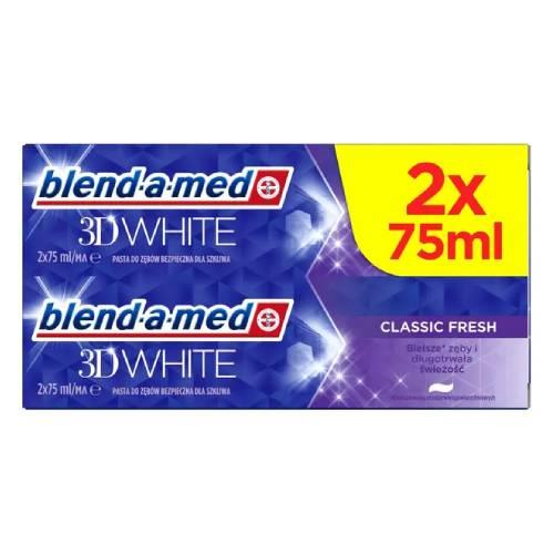 BLEND-A-MED 3D White Classic Fresh Pasta do zębów wybielająca, 2x 75 ml