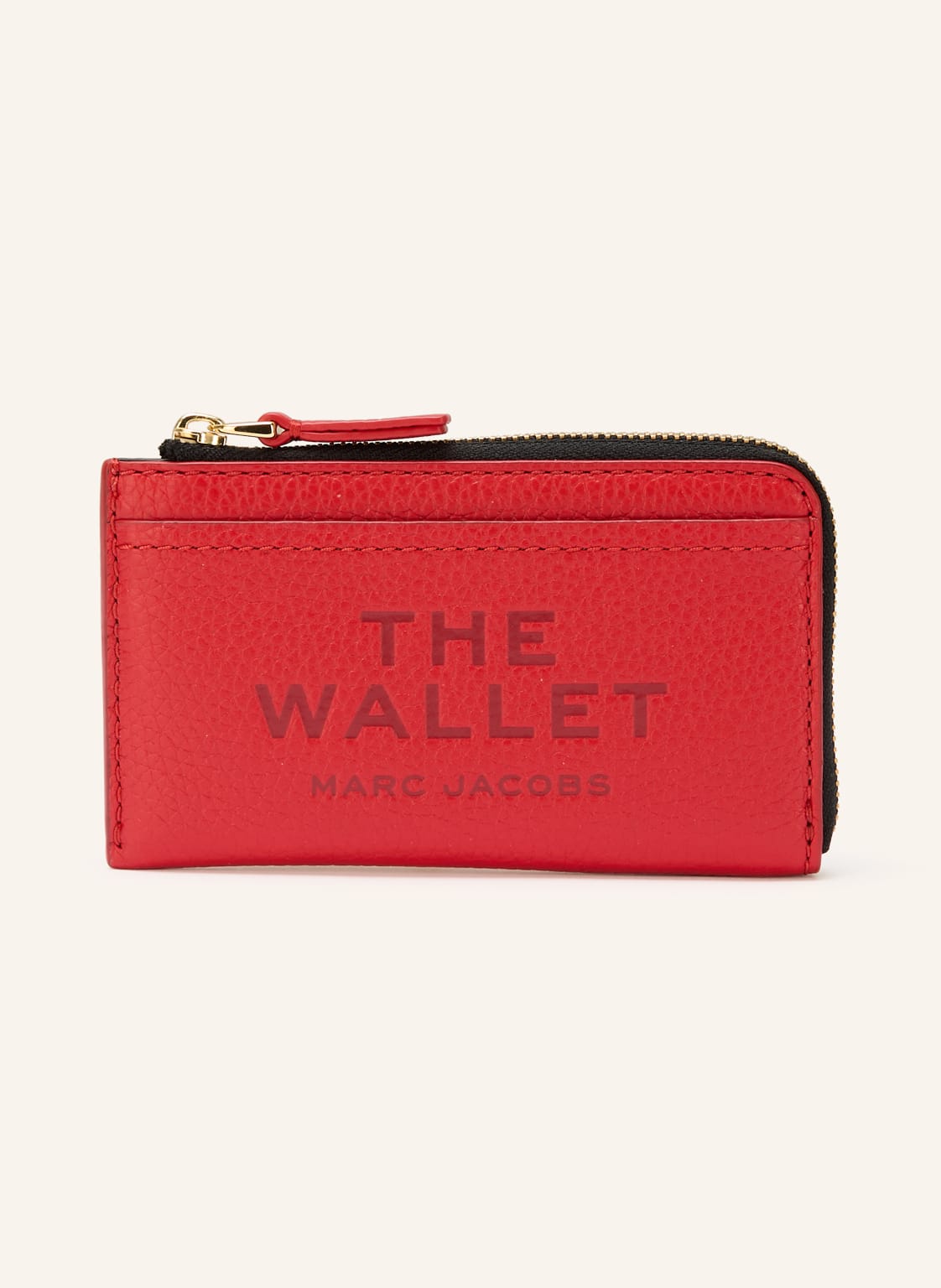 Marc Jacobs Portfel The Leather Top Zip Multi Wallet rot