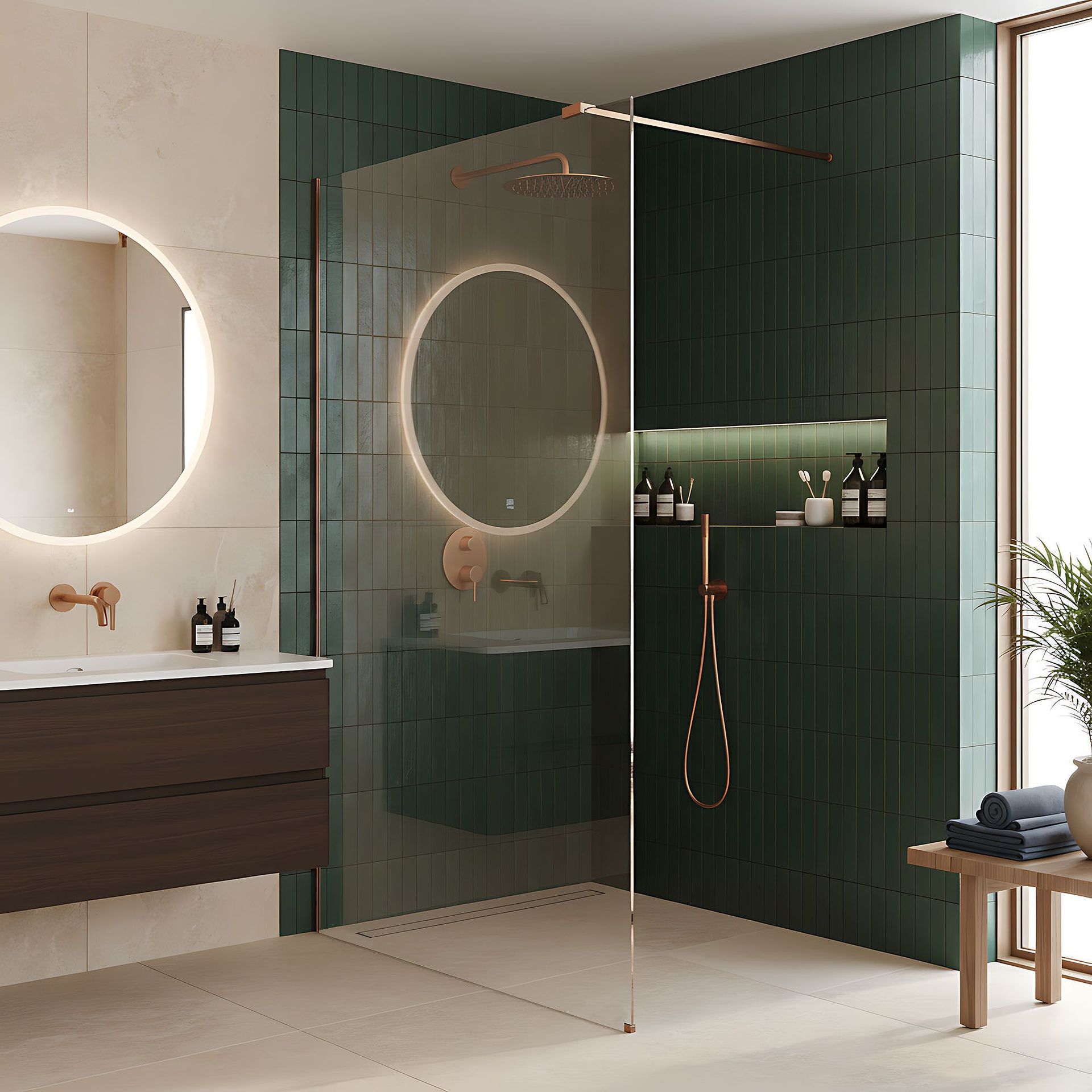 Rea Kabina prysznicowa Walk-In Rea Flexi Transparent / Brush Copper 90