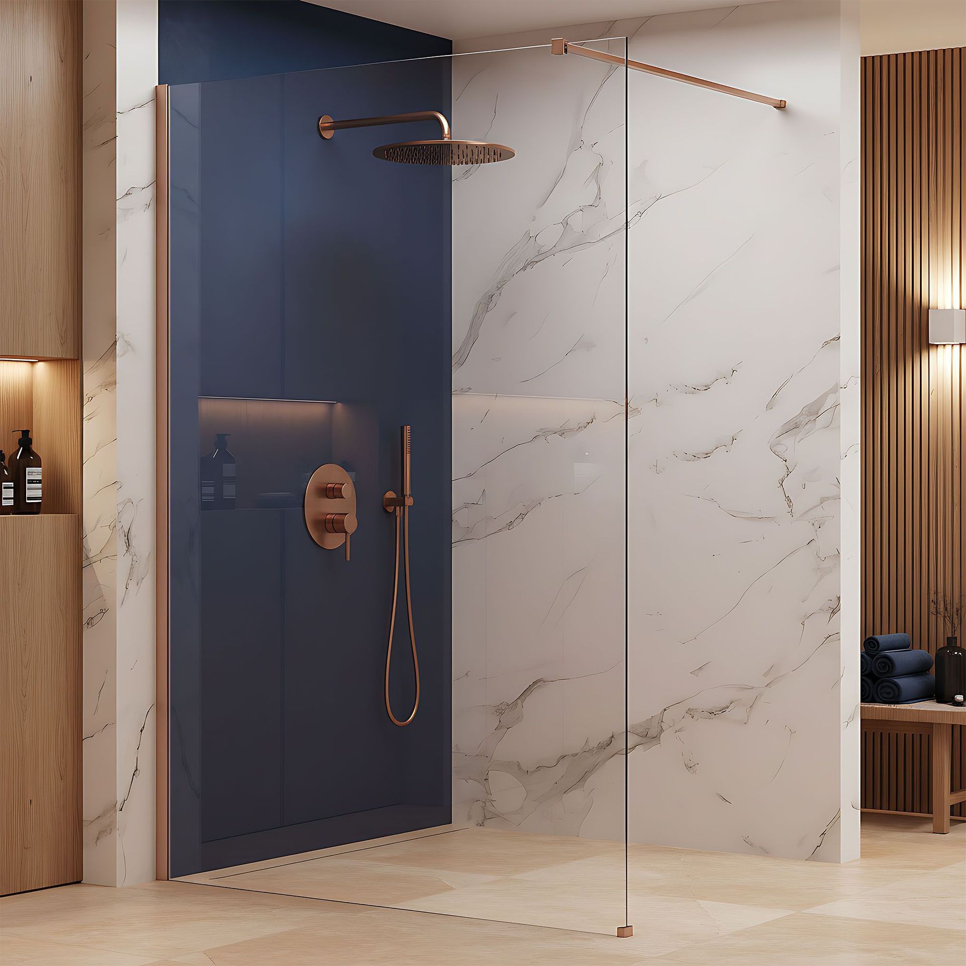 Rea Kabina prysznicowa Walk-In Rea Flexi Transparent / Brush Copper 100