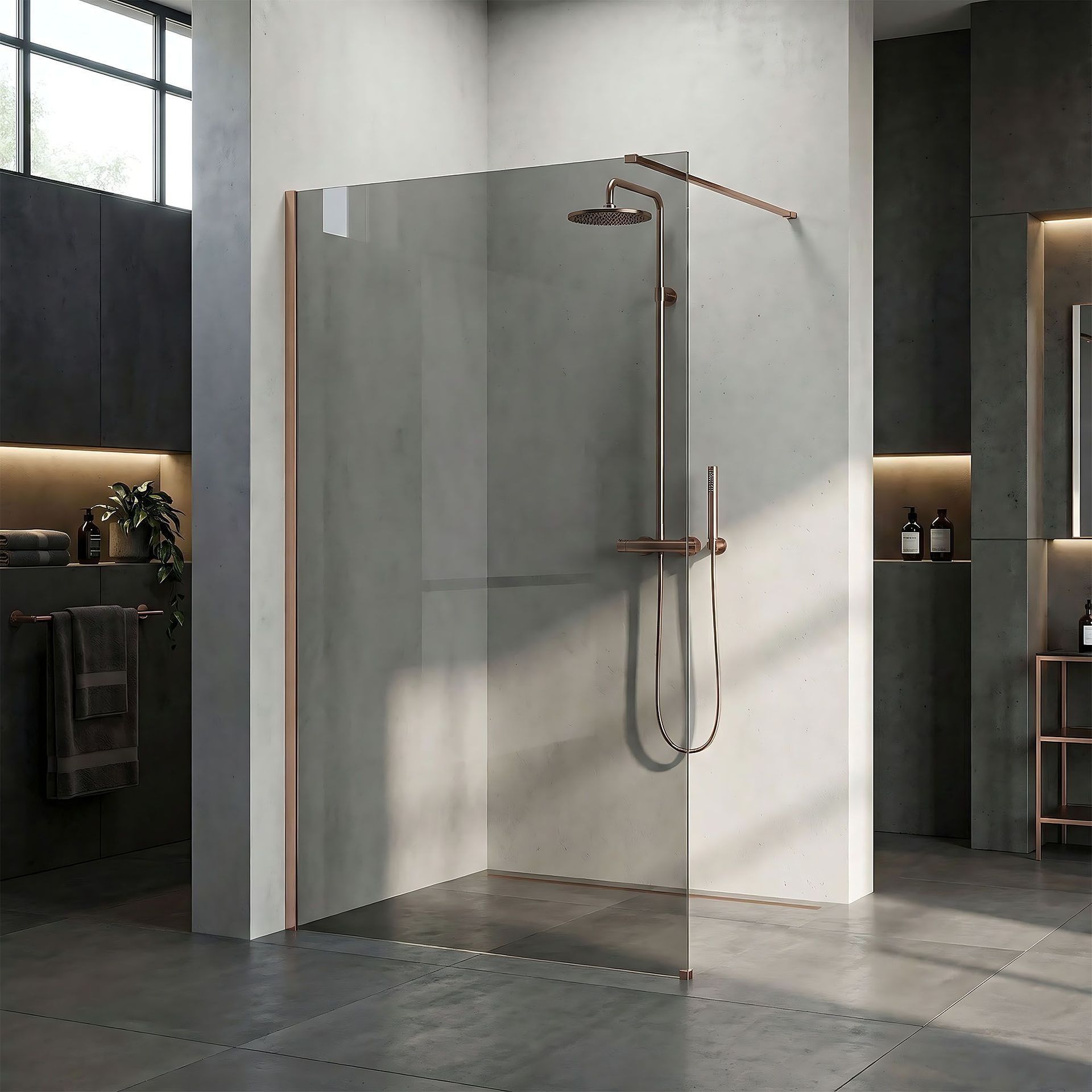 Rea Kabina prysznicowa Walk-In Rea Flexi Grey / Brush Copper 130
