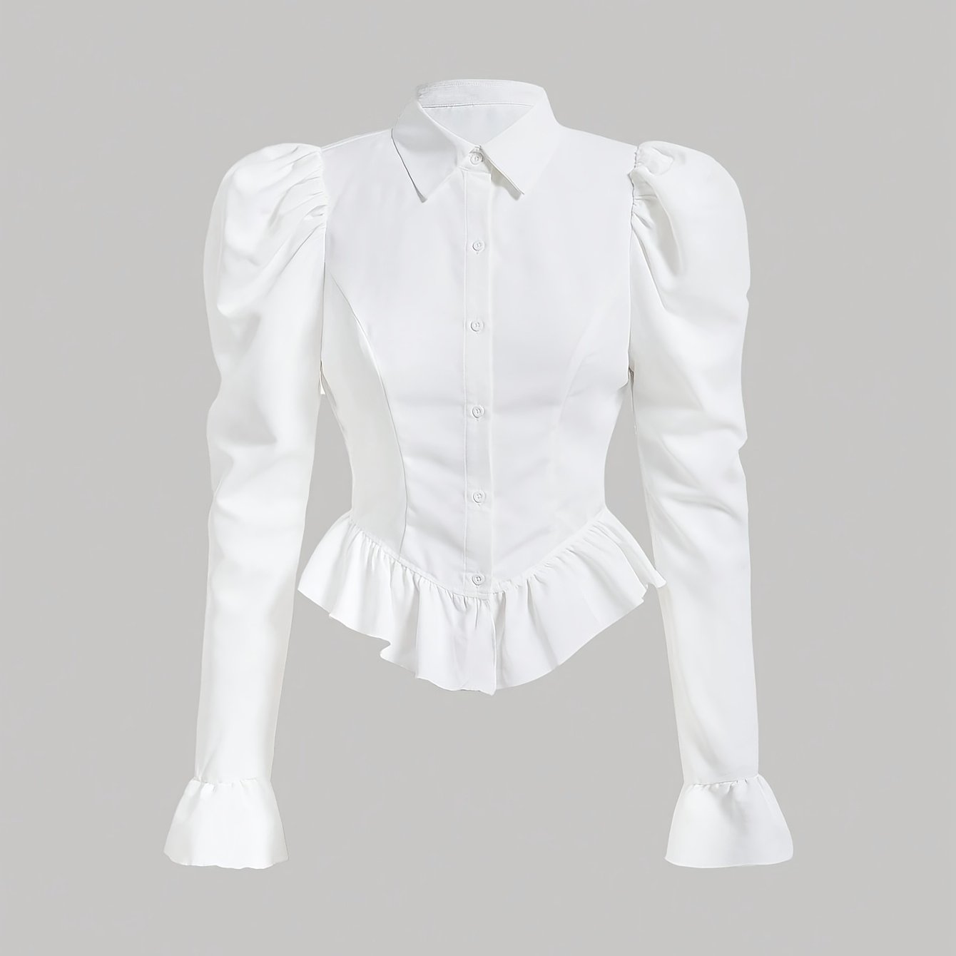 TEMU stylowa i elegancka, prosta koszula damska do pracy, idealna na co dzień, z kołnierzykiem, długimi rękawami, falbanką i dopasowaną talią.