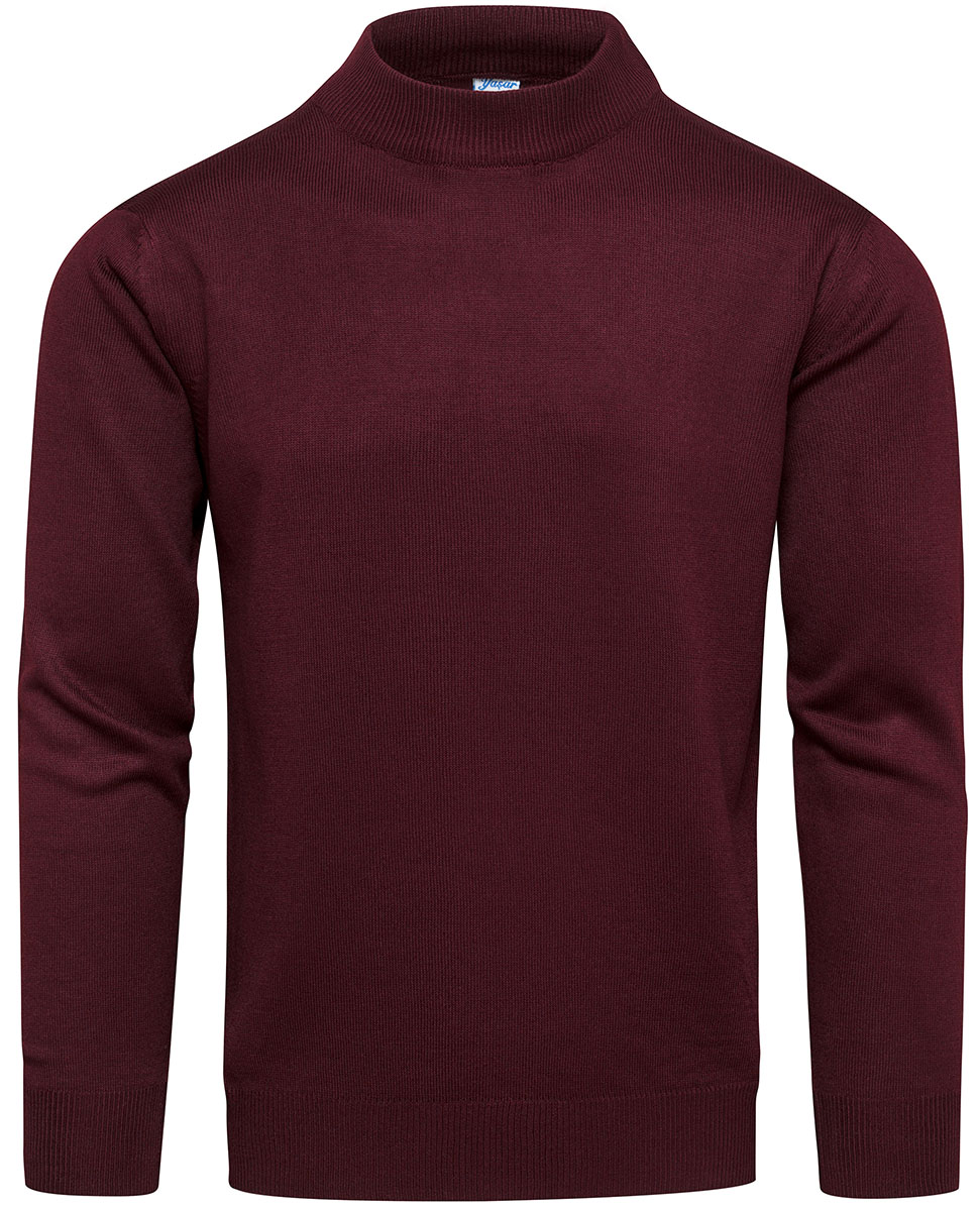 Sweter męski półgolf bordowy basic Recea