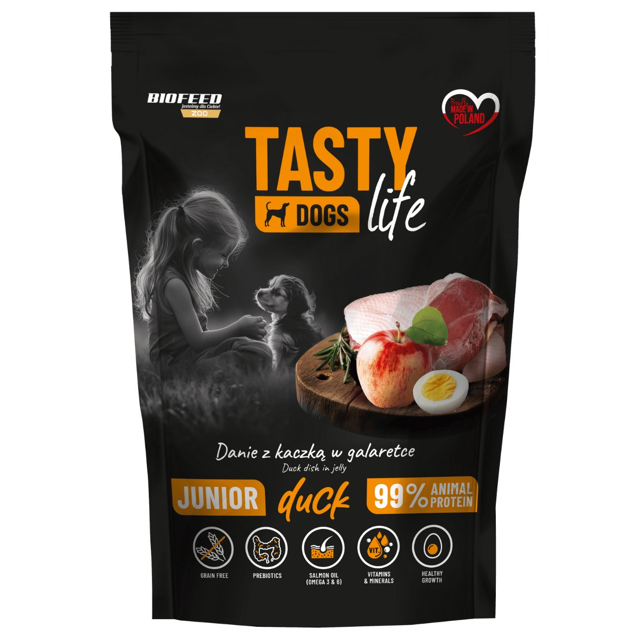 BIOFEED Tasty Dogs Life Junior Kaczka - mokra karma dla psa - 150g