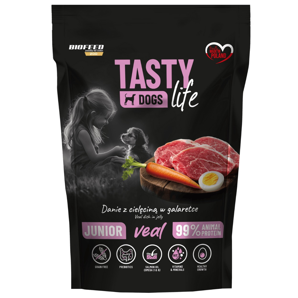 BIOFEED Tasty Dogs Life Junior Cielęcina - mokra karma dla psa - 150g