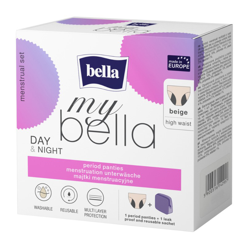 My Bella, majtki menstruacyjne Day & Night, beżowe, rozmiar S