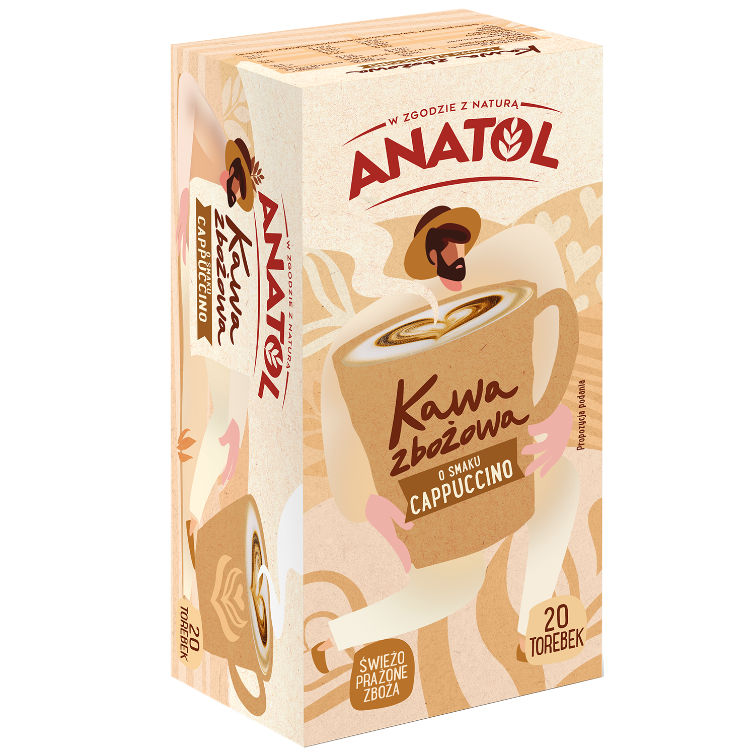 Anatol Kawa Zbożowa, ekspresowa, cappuccino, 4,2 g x 20 saszetek