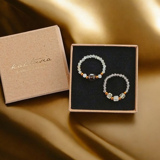 Zestaw pierścionków : DOBROBYT - cytryn, kwarc dymny, kryształ górski