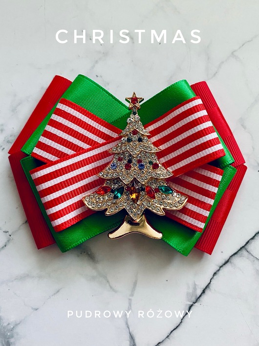 Brosza z Choinką z kryształkami Mikołajki Święta