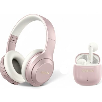 Słuchawki nauszne GUESS + Słuchawki douszne GUESS Różowy