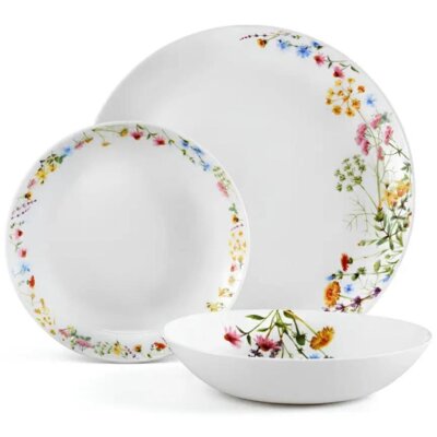 Serwis obiadowy szklany AMBITION Bloom 6 osób (18 elementów)