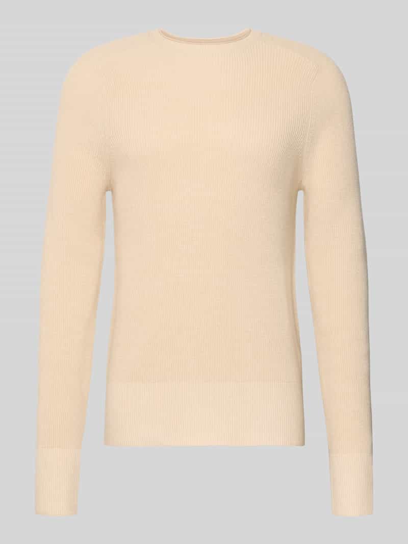 Sweter z dzianiny z prążkowanymi wykończeniami