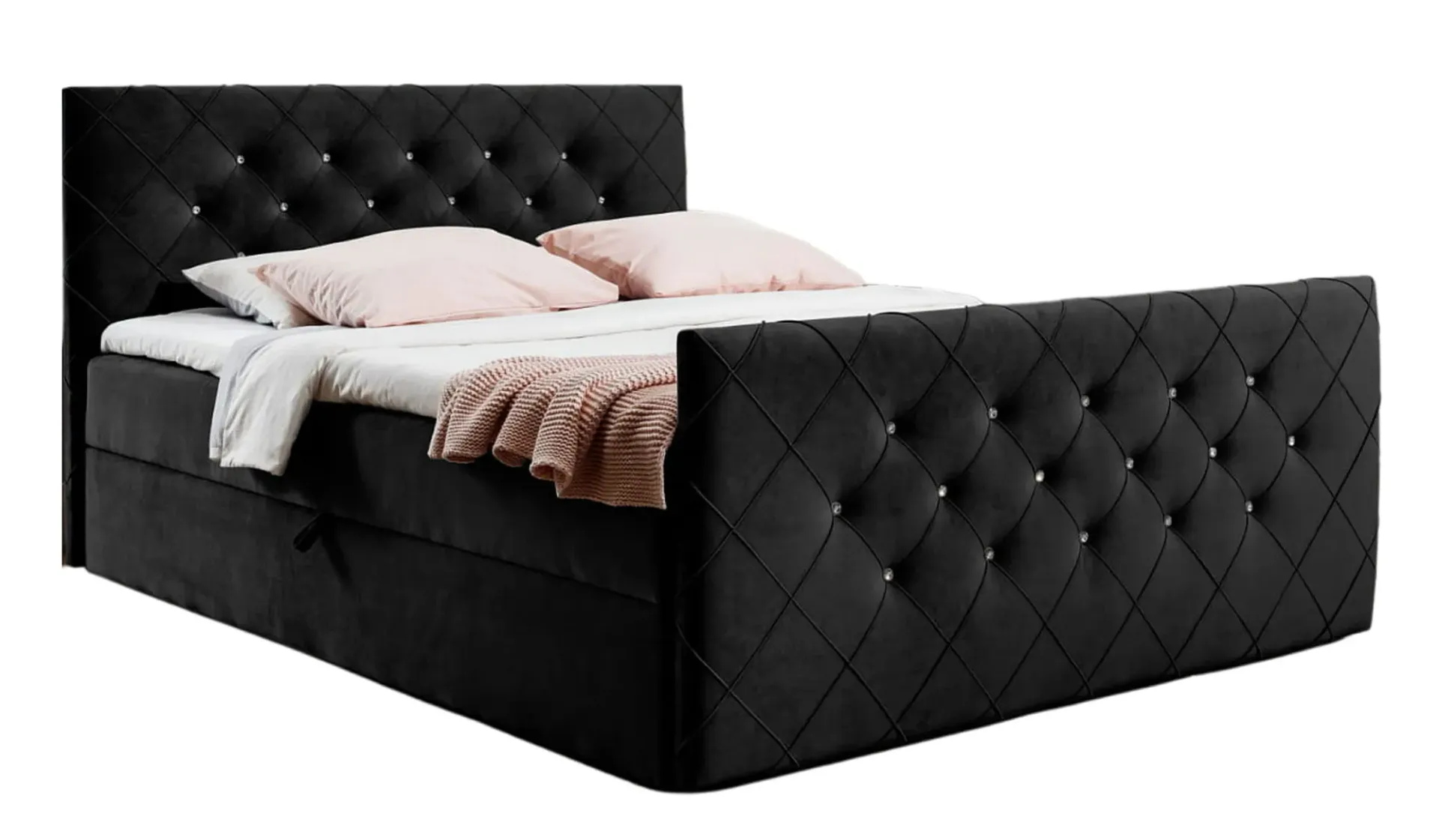 Czarne pikowane łóżko kontynentalne 5 rozmiarów A9-G00