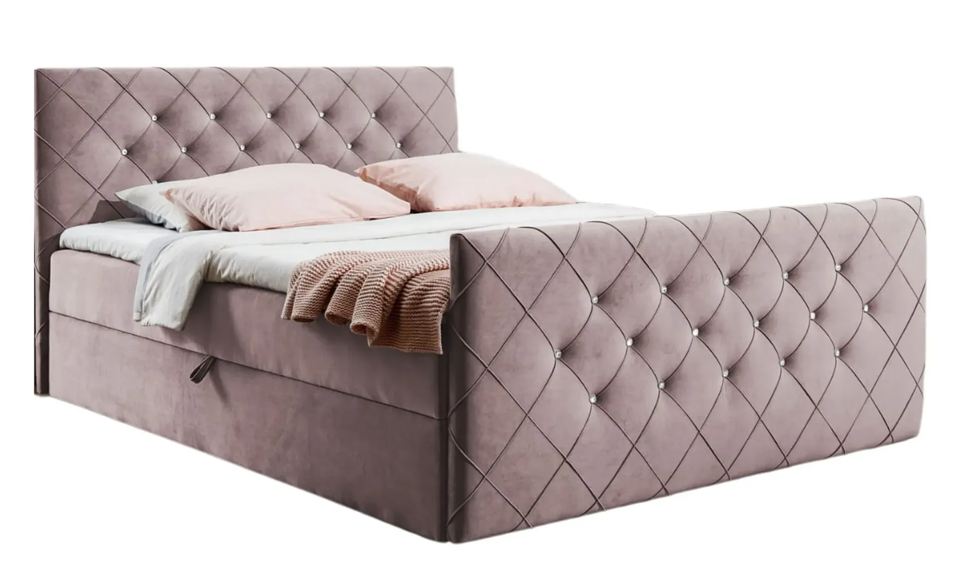 Różowe łóżko kontynentalne w stylu glamour 5 rozmiarów F9-P12