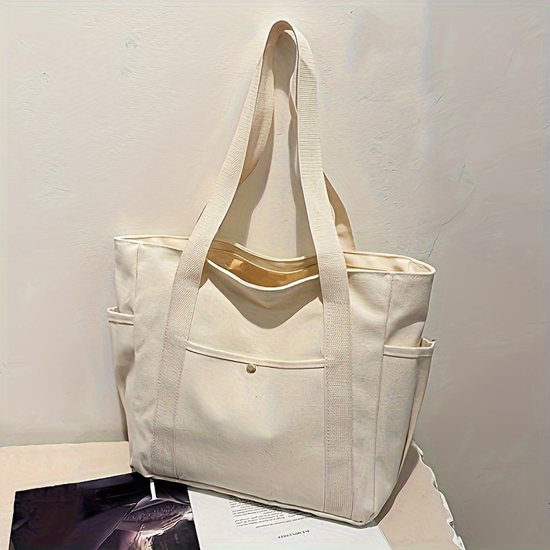 TEMU Torba na ramię w stylu college'owym z zamkiem błyskawicznym – dwukolorowa, wytrzymała i przestronna torba do pracy dla studentów i