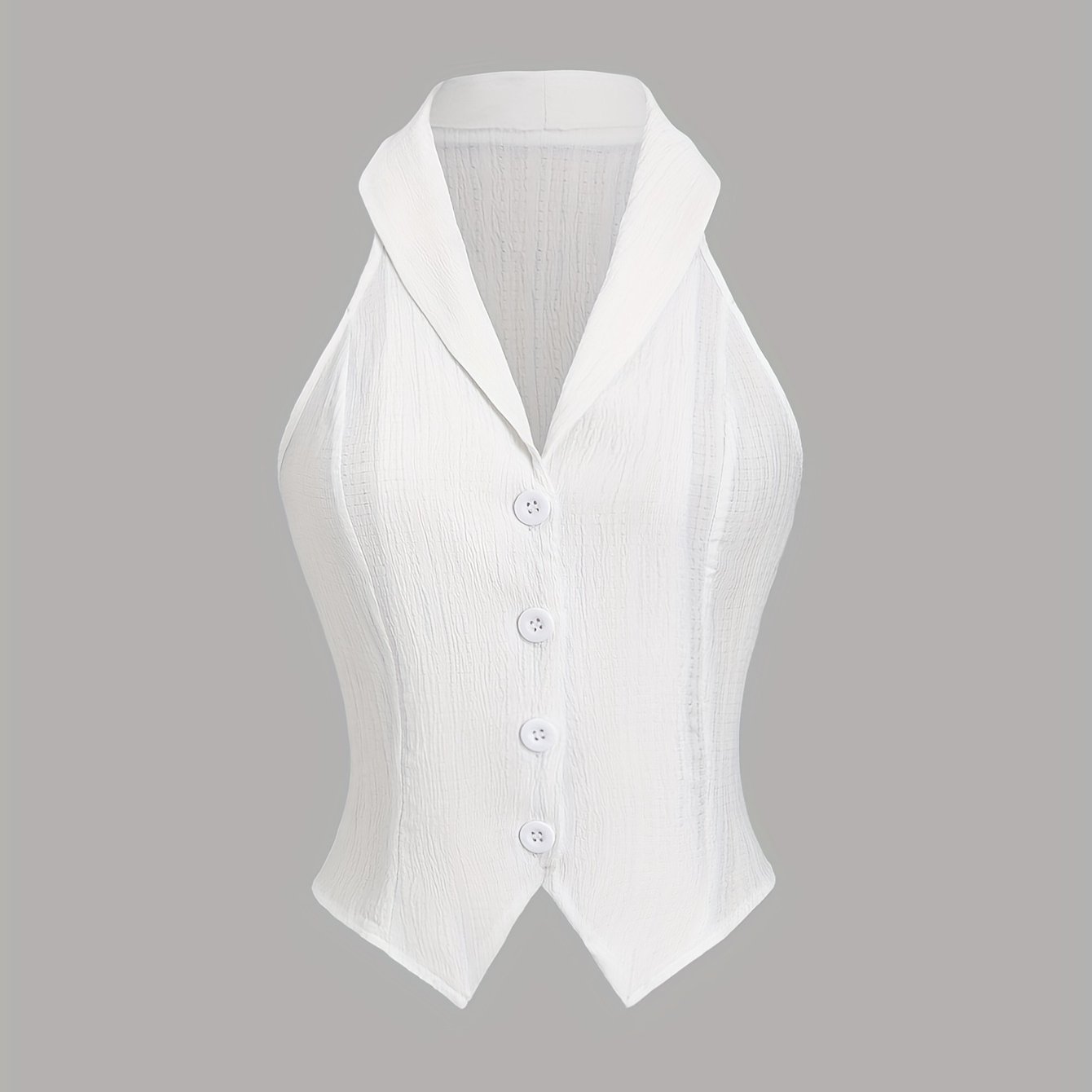 TEMU Bluzka bez rękawów dla kobiet - Zapinana na guziki, Nieprześwitująca tkanina do biura i codziennego noszenia - Wiosna/Jesień/, Łatwa w