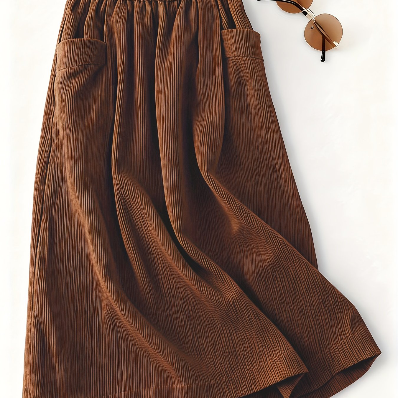 TEMU Spódnica damska z elastycznym pasem w stylu casual z weluru