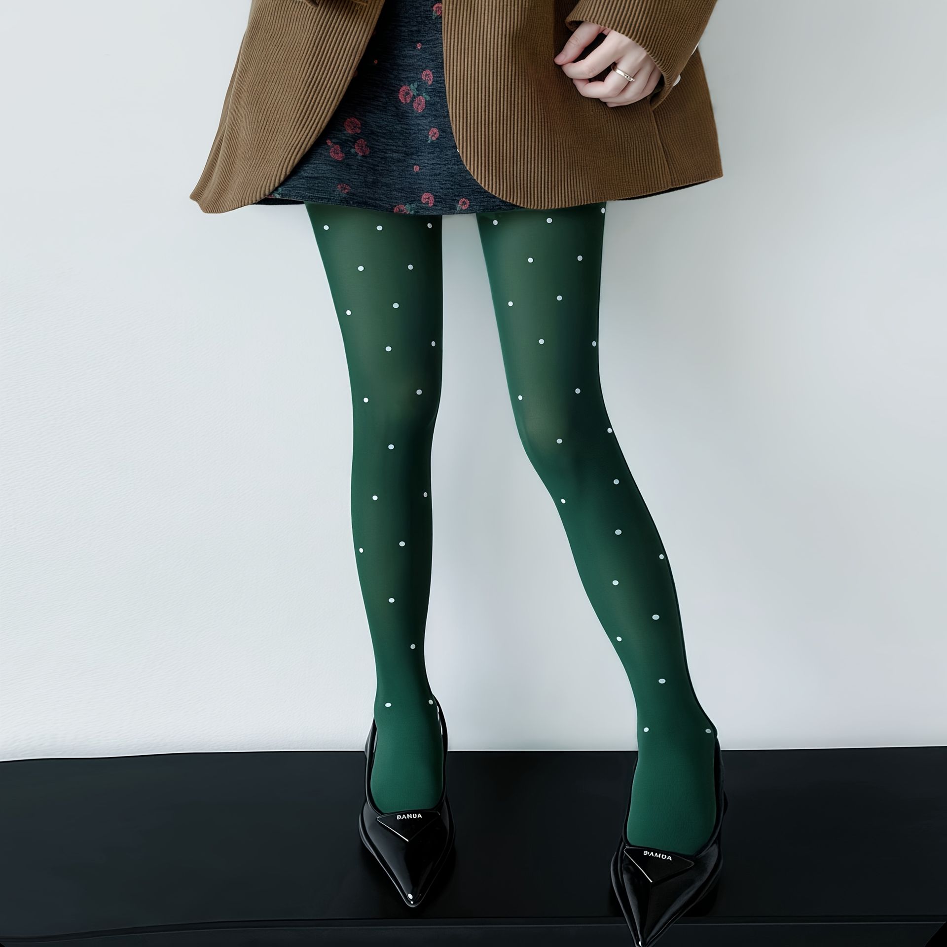 TEMU 1 szt. damskie legginsy w kropki, matowe, retro dopasowane do modelowania i wyszczuplania, seksowne na codzień i imprezy