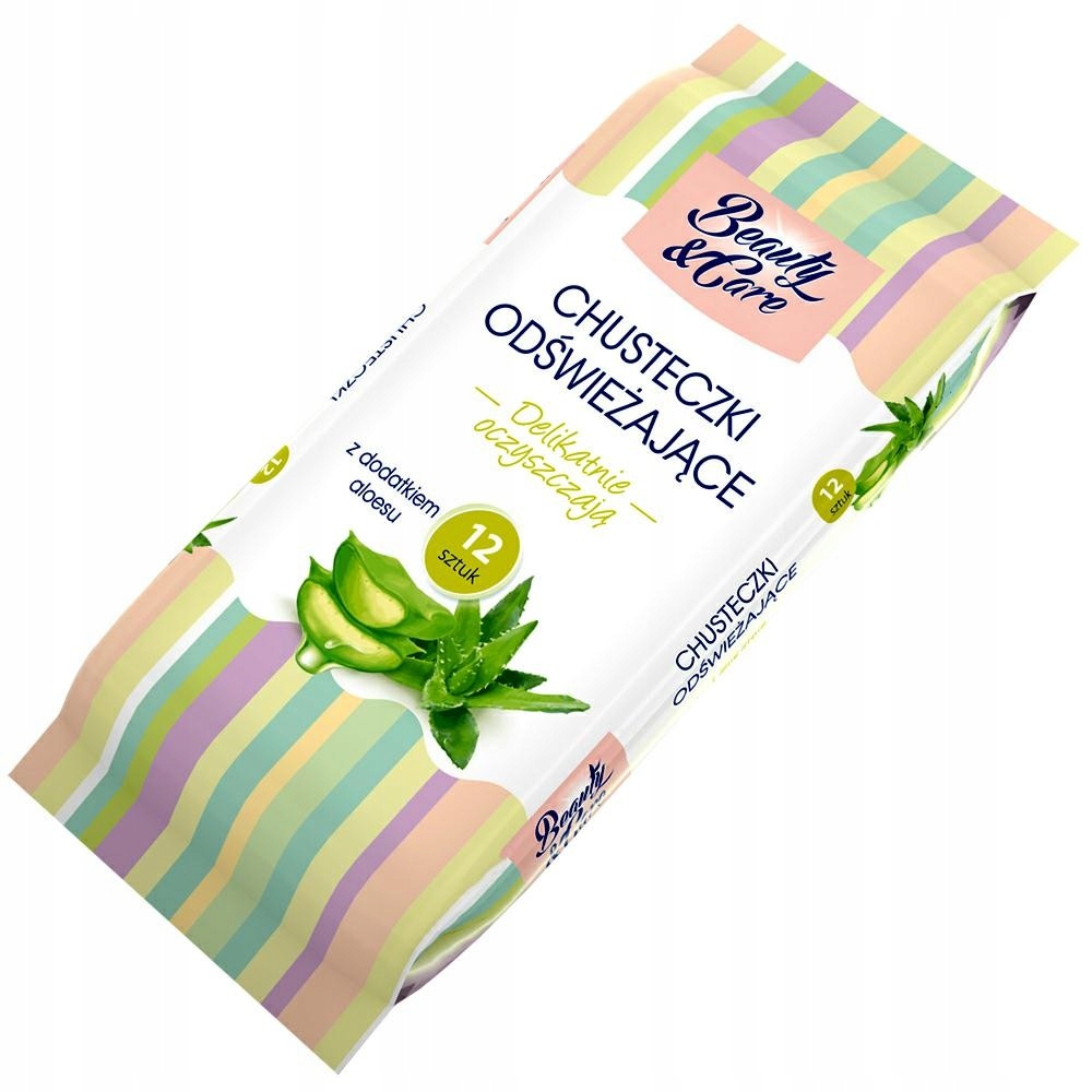 Beauty&Care, chusteczki odświeżające, aloes, 12 sztuk