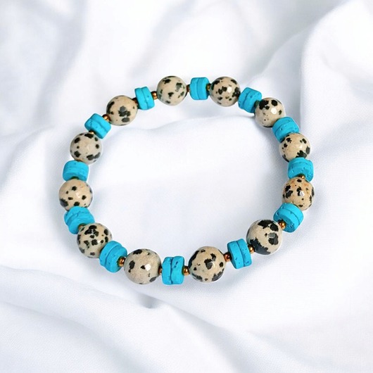 JASPER collection : bransoletka na gumce : jaspis & lawa turkusowa