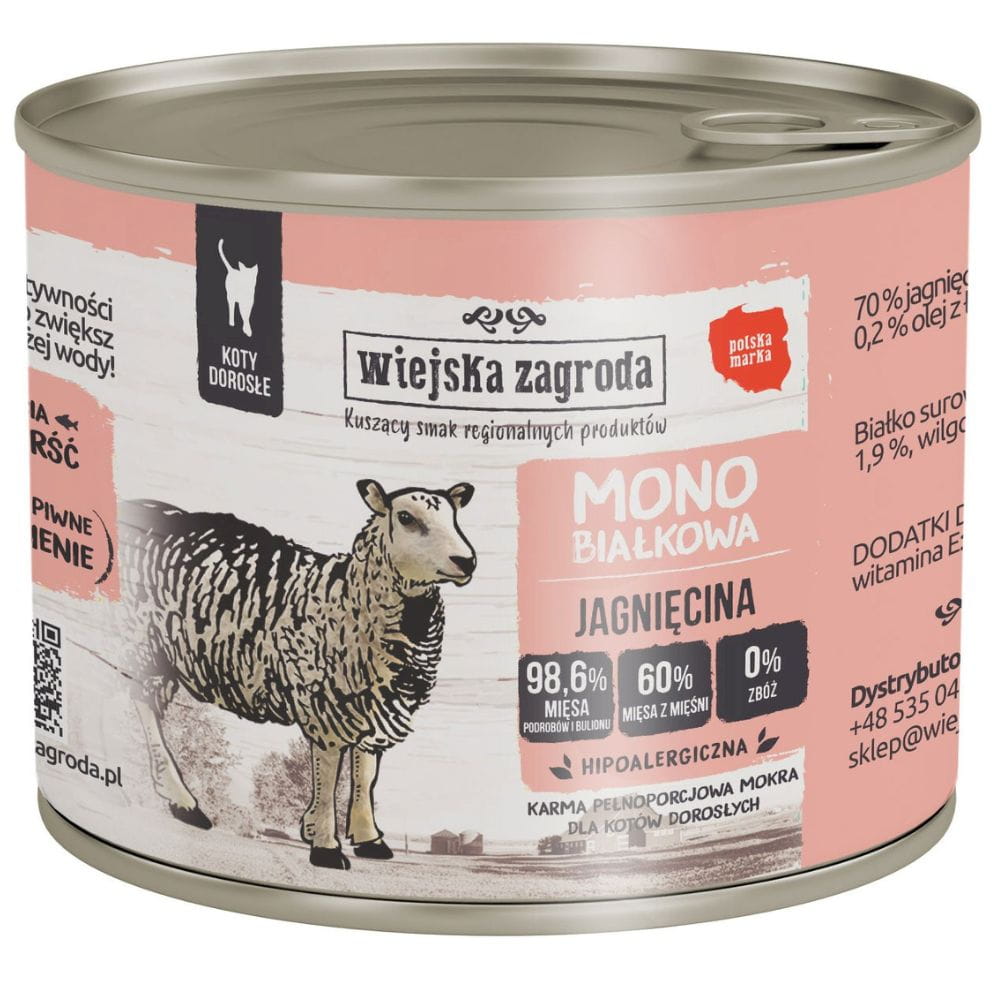 Wiejska Zagroda Monobiałkowa Jagnięcina 200 g – mokra karma dla kota