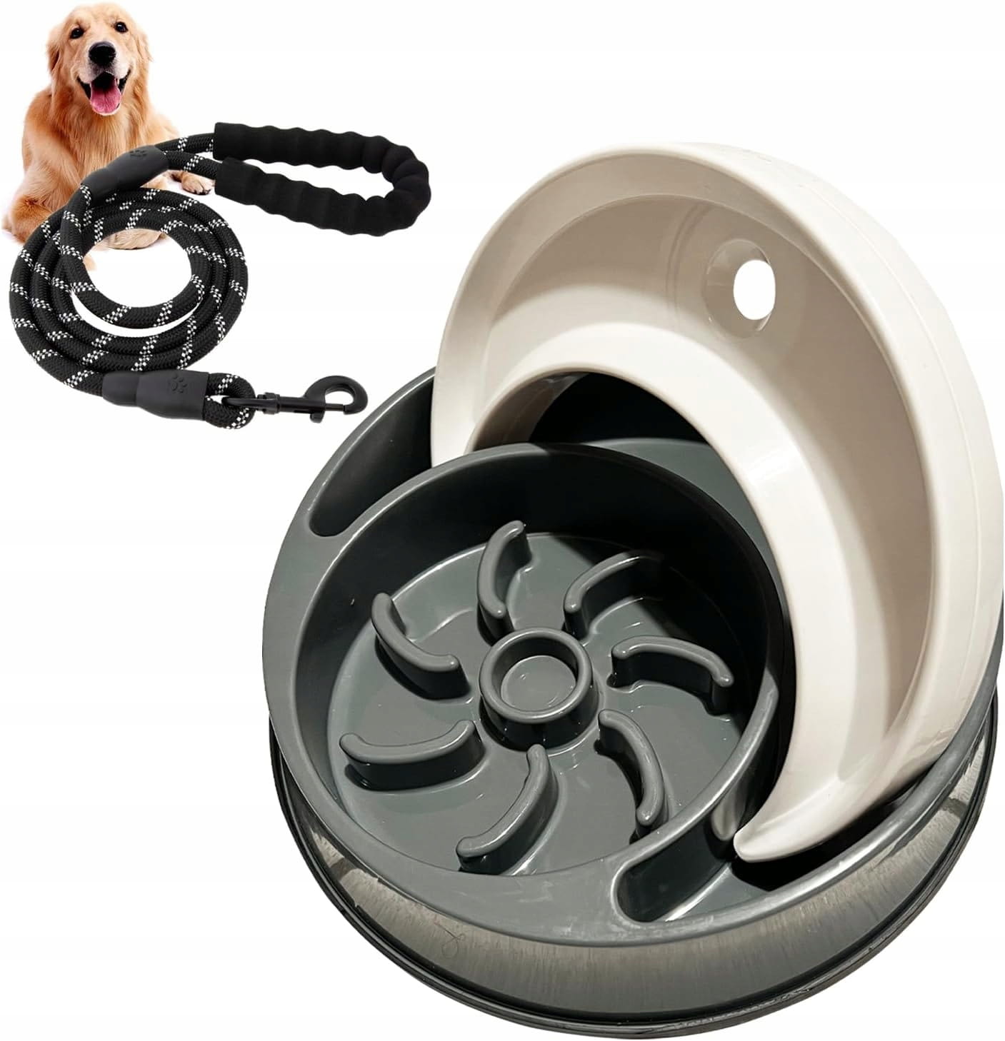 Antypoślizgowa miska 2w1 dla psa i kota 500 ml + smycz – na wodę i karmę, 26 cm