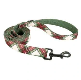 Smycz dla psa materiałowa 120 cm – zielona szachownica